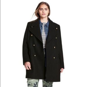 Nili Lotan For Target‎ Coat L Black Double Breasted C48